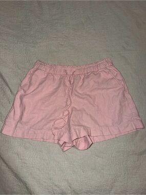 GAP Light Pink Drawstring Casual Linen-Blend Shorts